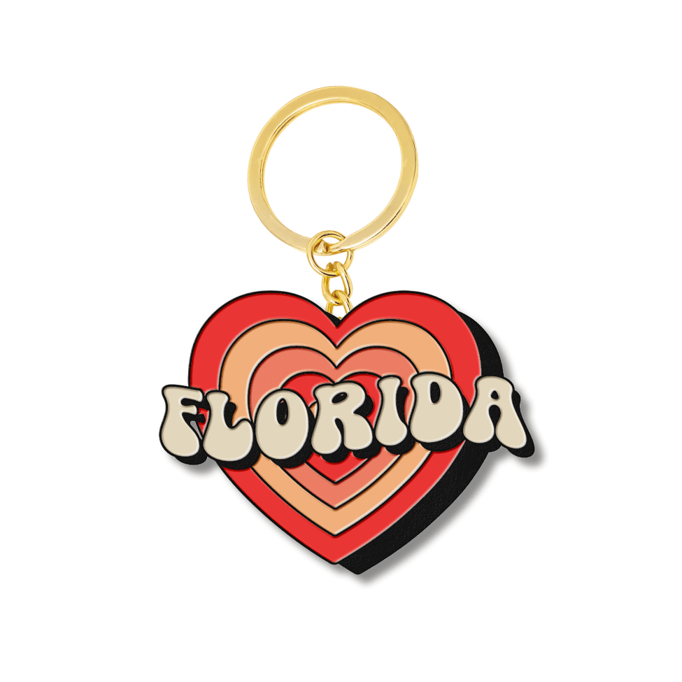 Florida Love Black Enamel Keychain