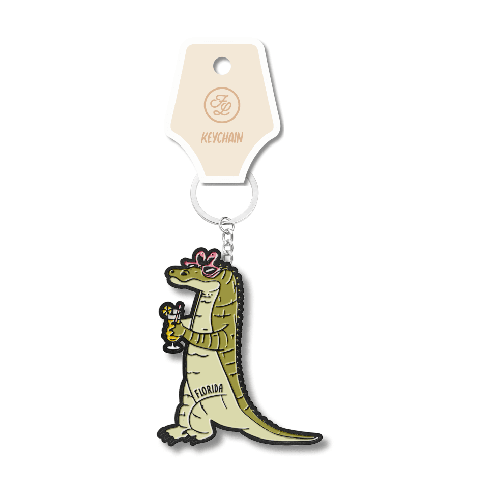 Florida Aligator Black Enamel Keychain