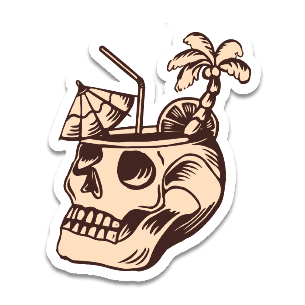 Cocktail Skull Sticker