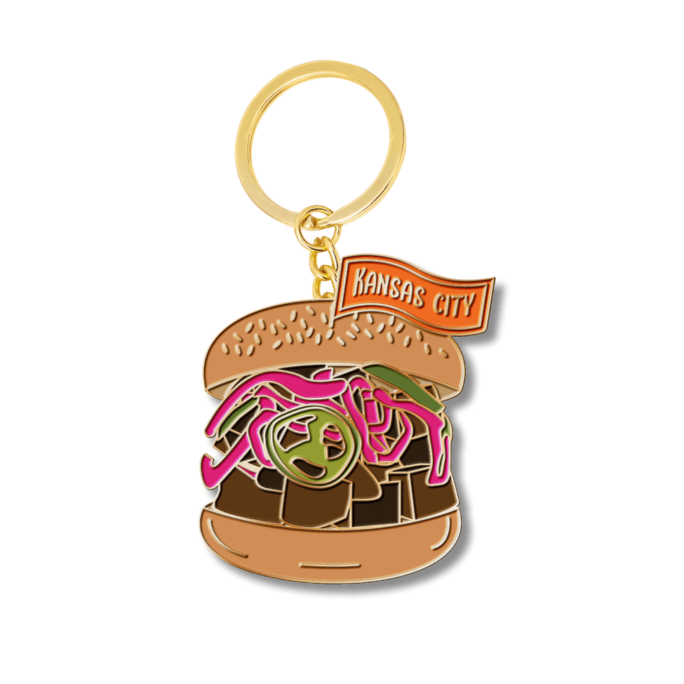 Kansas Burger Gold Enamel Keychain