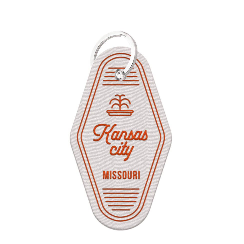 Kansas City White and Orange Embroidery Keychain
