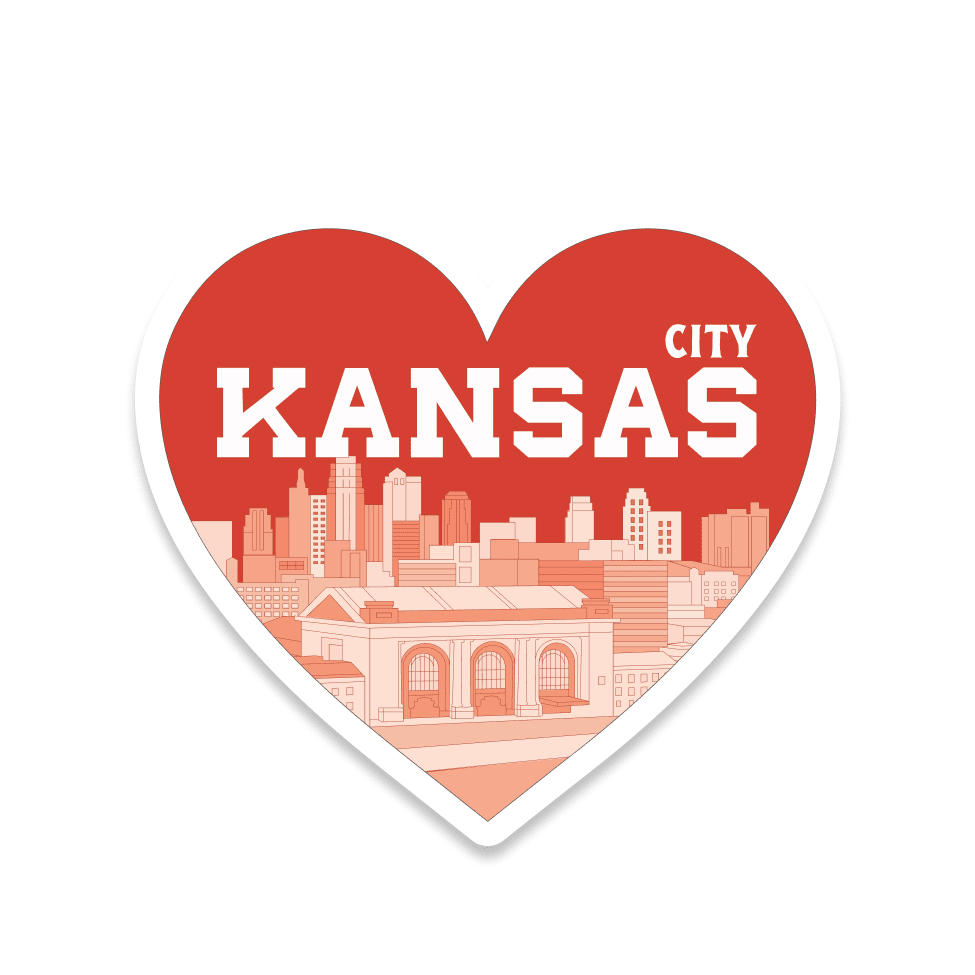 Kansas City Skyline Heart Sticker