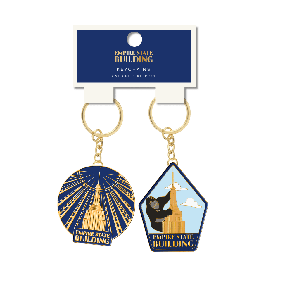 Empire State Building Blue King Kong Enamel Keychain 2pk