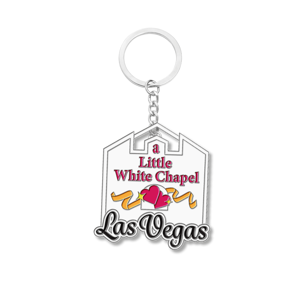 Las Vegas White Chapel Enamel Keychain