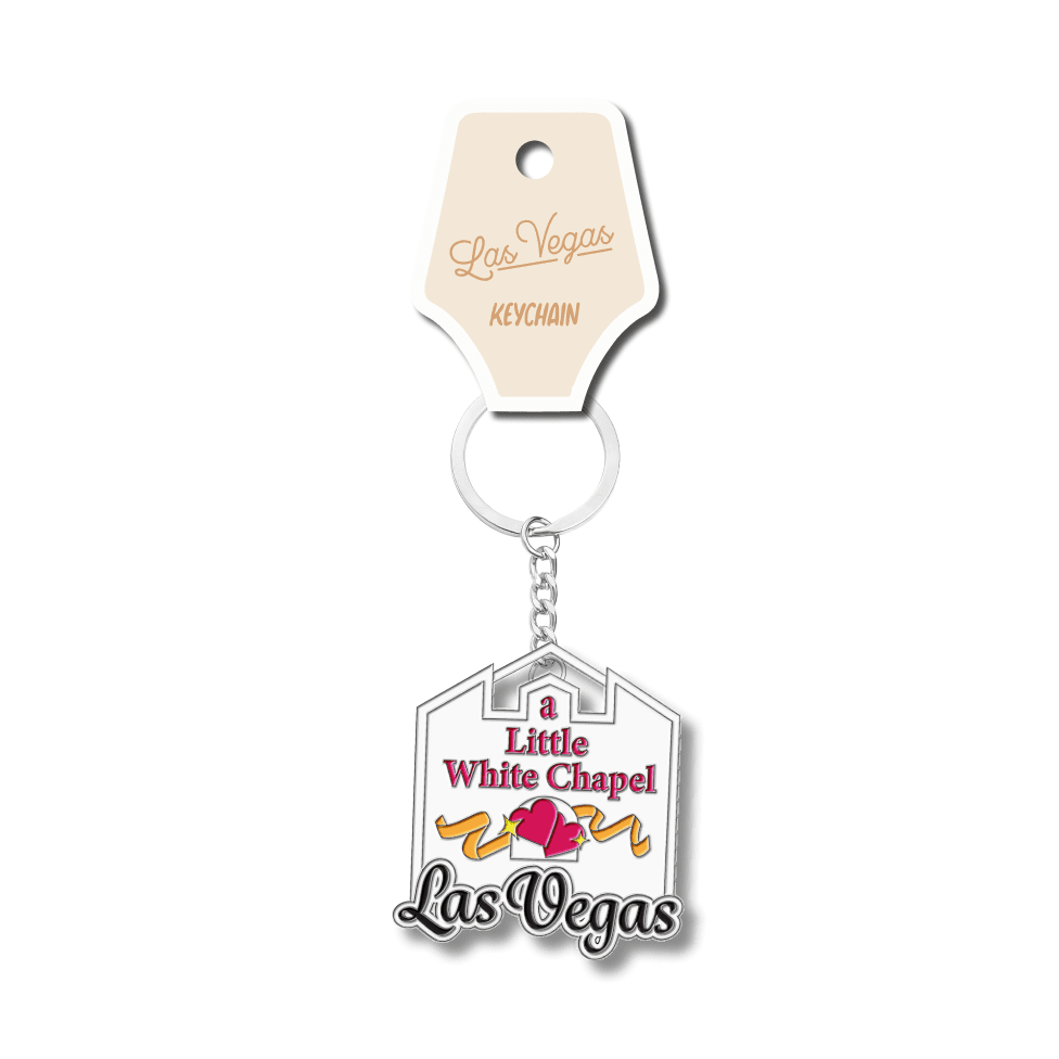 Las Vegas White Chapel Enamel Keychain