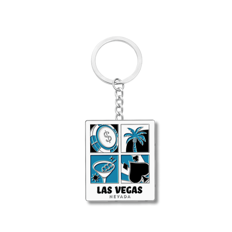 Las Vegas Pink Blue Icon Enamel Keychain