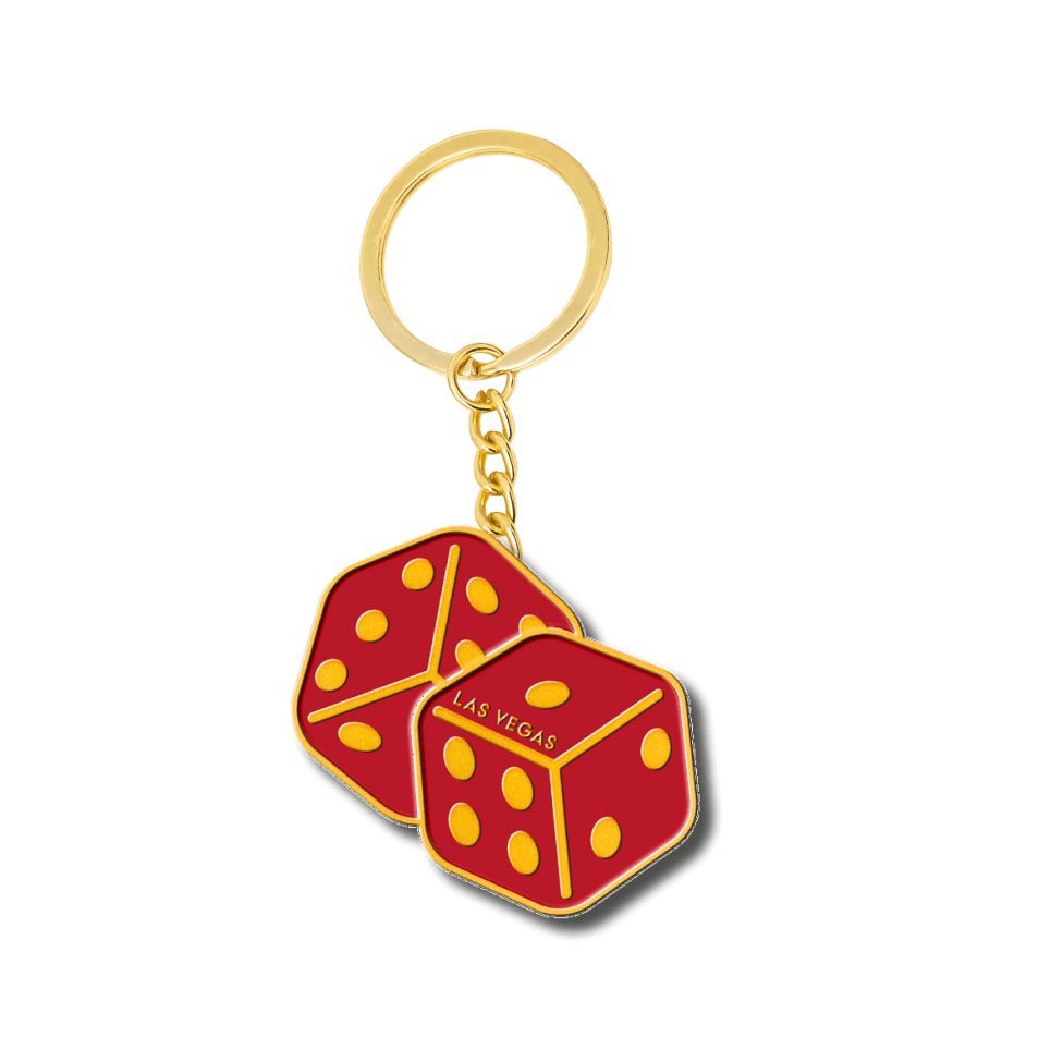Las Vegas Red Dice gold Enamel Keychain