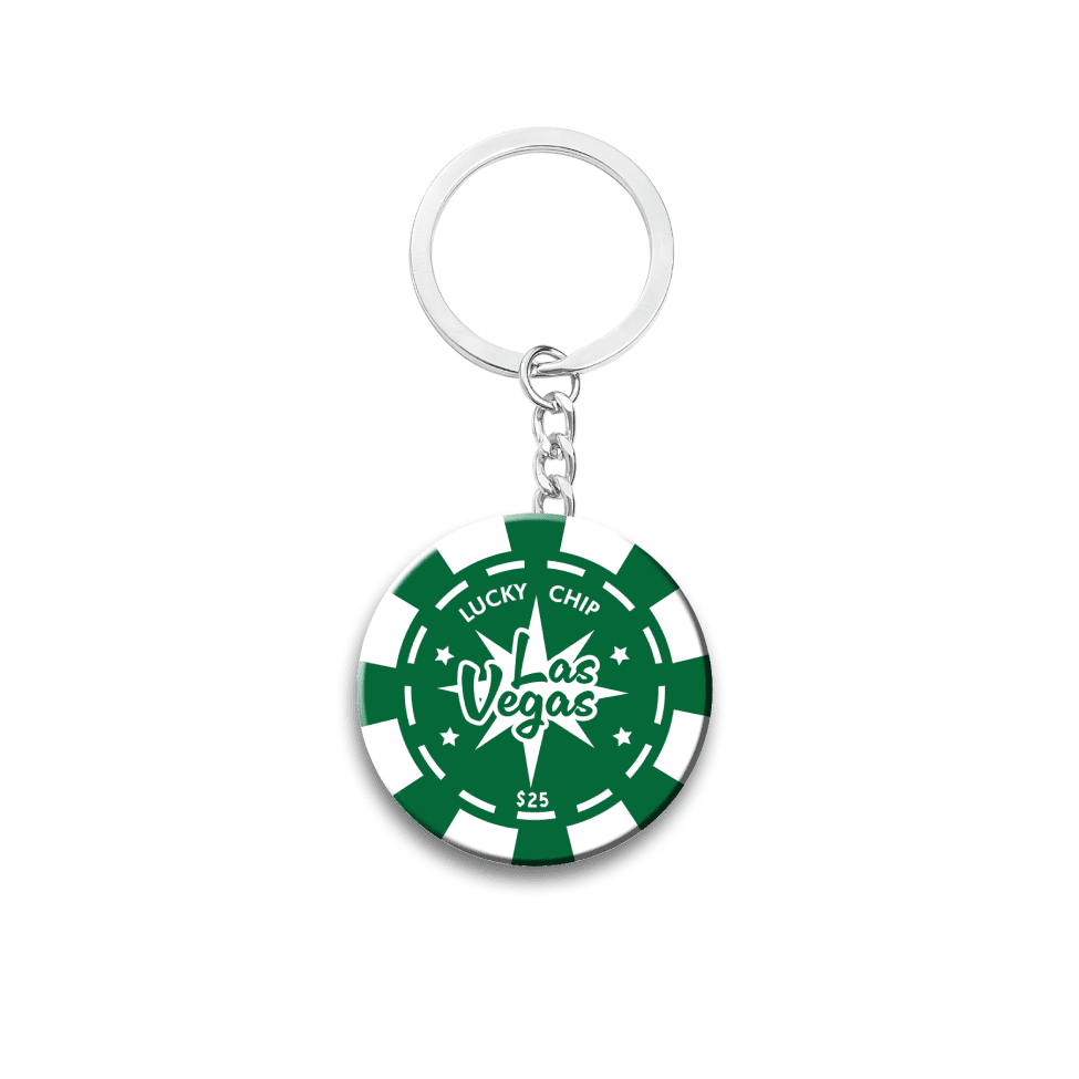 Las Vegas Green Casino Chip Keychain