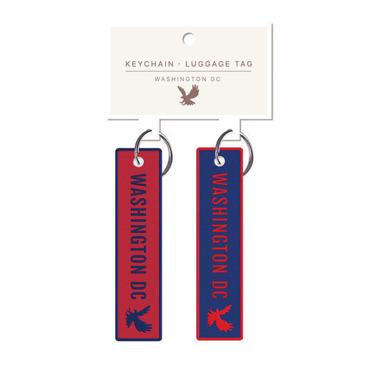 Washington Red & Blue Embroidery Luggage Tag Keychain 2pk