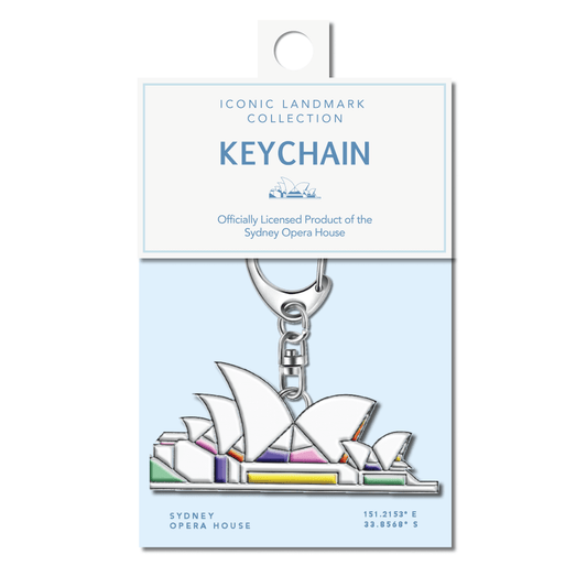 Sydney Opera House silver enamel keychain