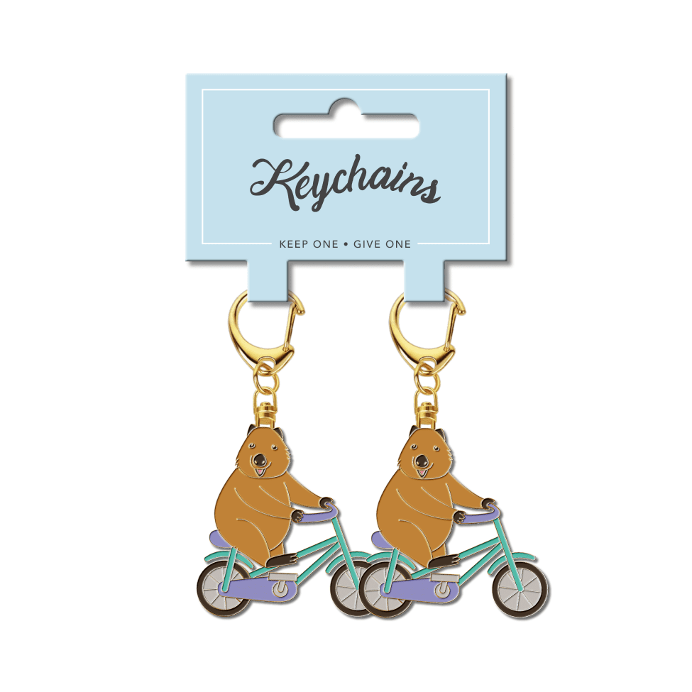 Quokka Biking Enamel Keychain 2pk