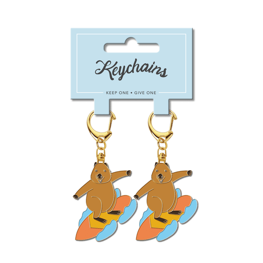 Quokka Surfing Enamel Keychain 1pk