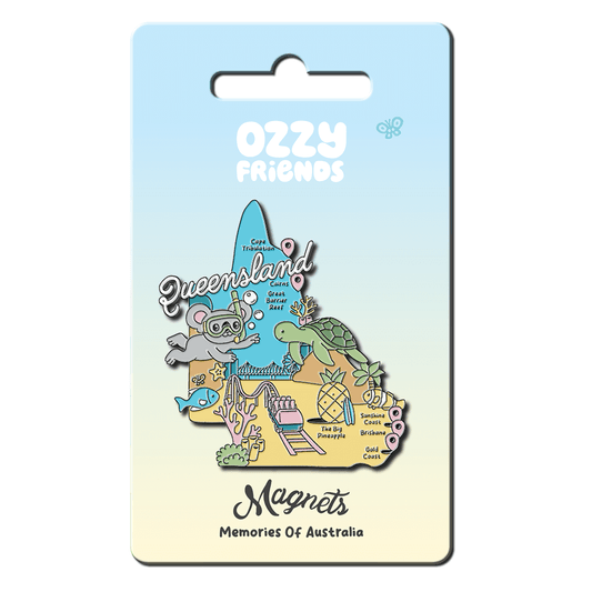 OF QLD Map Enamel Magnet