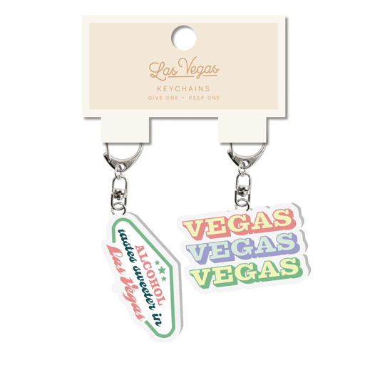 Las Vegas Alcohol Tastes Sweeter Keychain 2pk