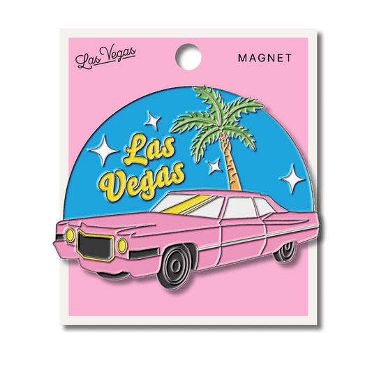 Las Vegas Retro Car Enamel Magnet