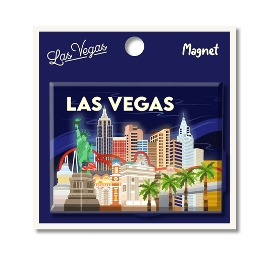 Las Vegas City Skyline Night Tin Magnet