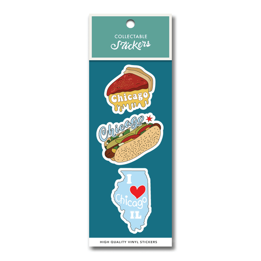 Chicago Famous Food Dishes Sticker 3pk