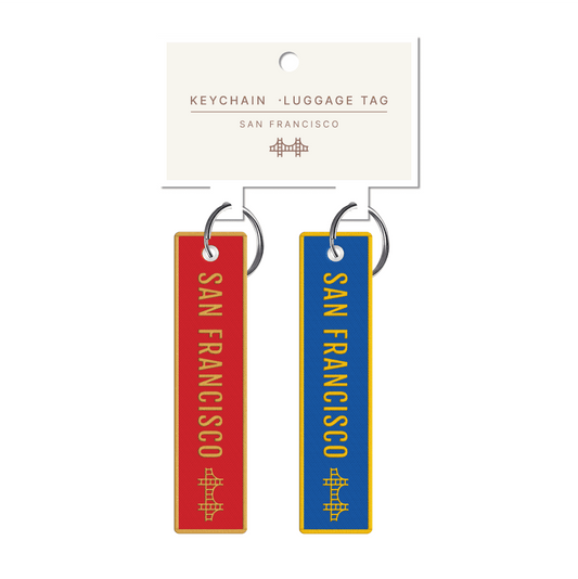 San Francisco Blue & Red Embroidery Luggage Tag Keychain 2pk