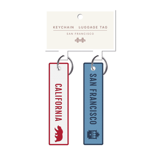 San Francisco White & Blue Embroidery Luggage Tag Keychain 2pk