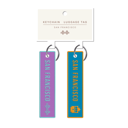 San Francisco Purple & Blue Embroidery Luggage Tag Keychain 2pk