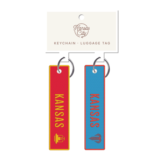 Kansas Red and Blue Embroidery Keychain 2pk