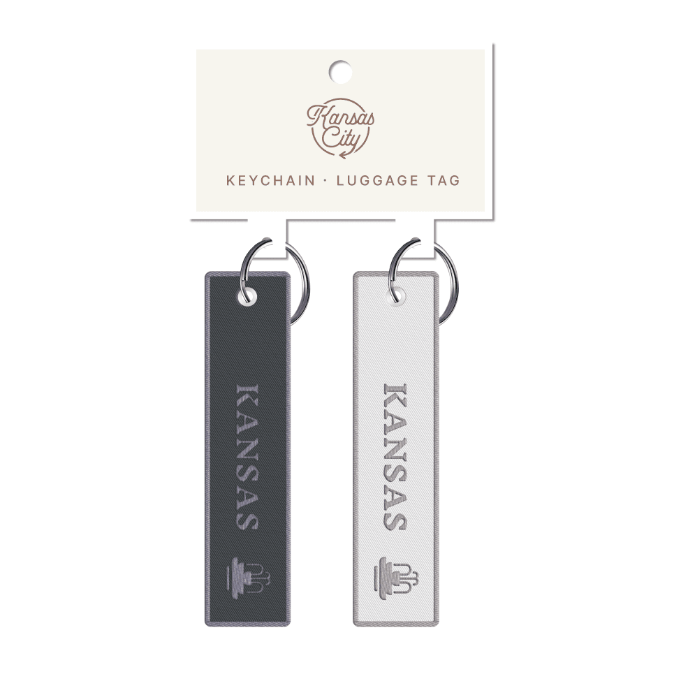 Kansas Black and White Embroidery Keychain 2pk