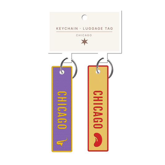 Chicago Embroidery Purple & Yellow Luggage Tag Keychains 2pk