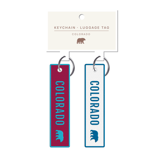 Colorado Emrboidery Marroon & White Luggage Tag Keychain 2pk