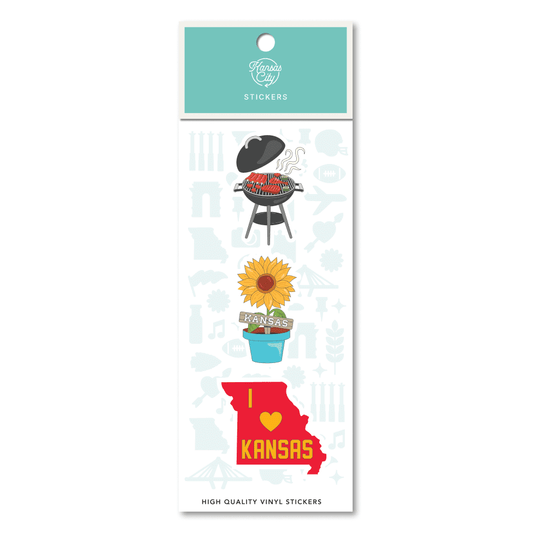 Kansas City Sunflower BBQ Sticker 3pk