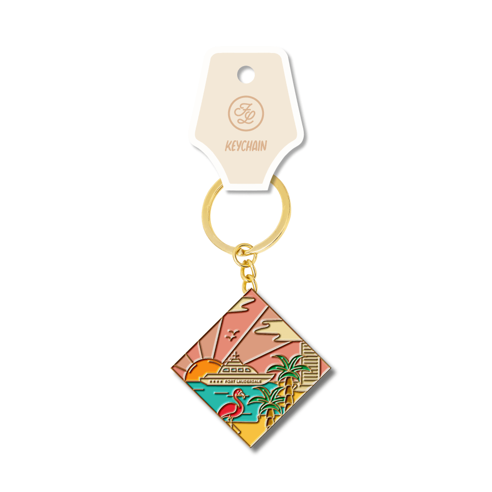 Fort Lauderdale Sunset Collage Enamel Keychain