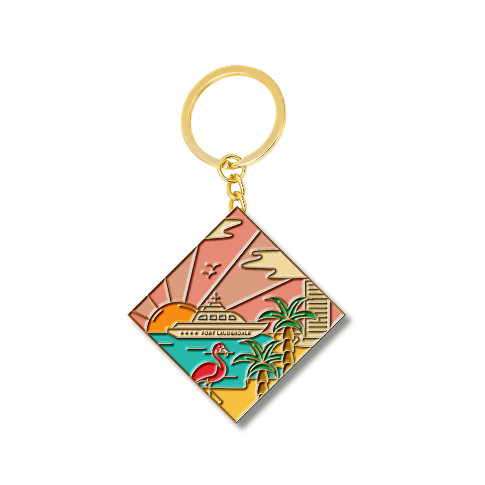 Fort Lauderdale Sunset Collage Enamel Keychain