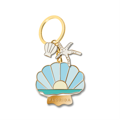 Florida Seashell Enamel Keychain