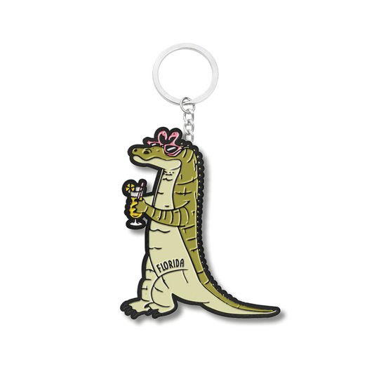 Florida Aligator Black Enamel Keychain