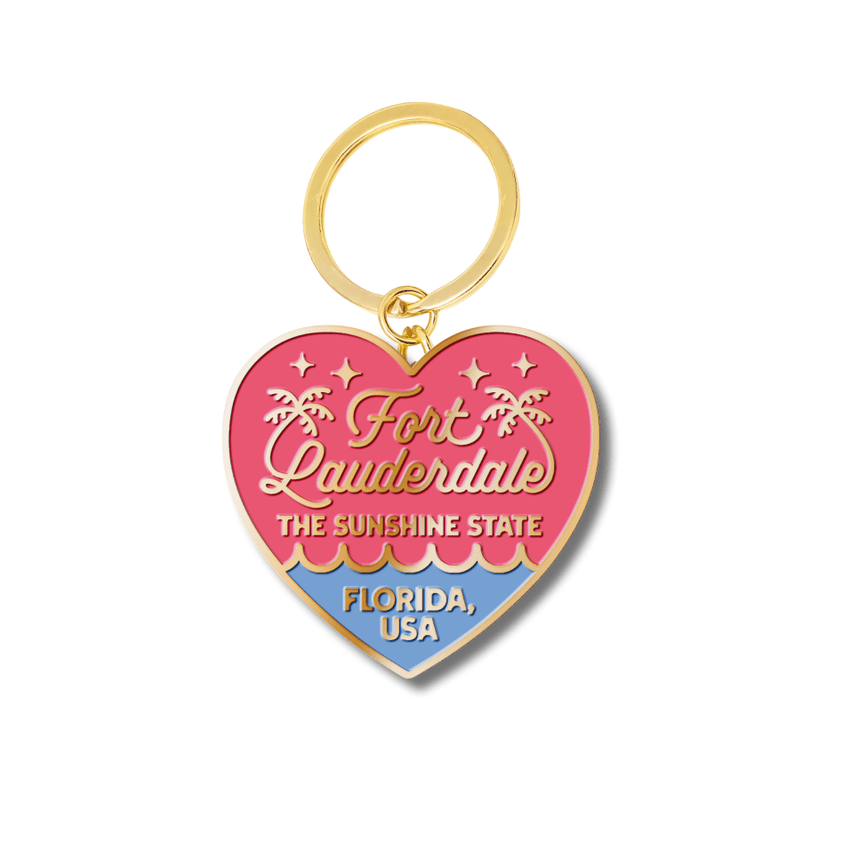 Fort Lauderdale Heart Red and Blue Enamel Keychain