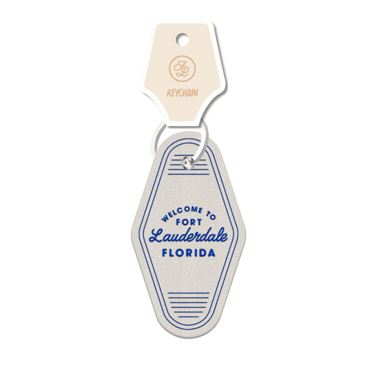 Fort Lauderdale Blue and white Embroidery Keychain