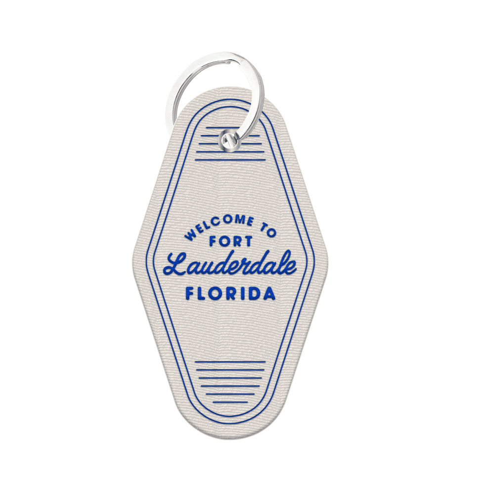 Fort Lauderdale Blue and white Embroidery Keychain