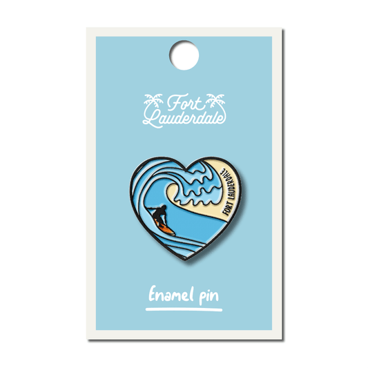 Surfer Heart Black Enamel Pin