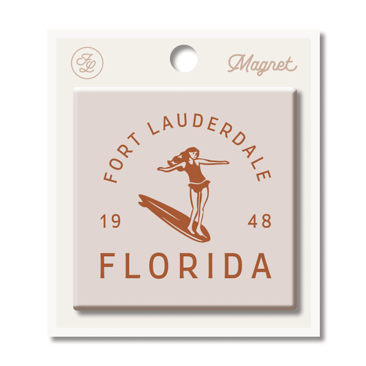 Fort Lauderdale Girl Surfer Free Spirit Tin Magnet