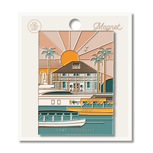 Fort Lauderdale Sunset Collage Enamel Magnet