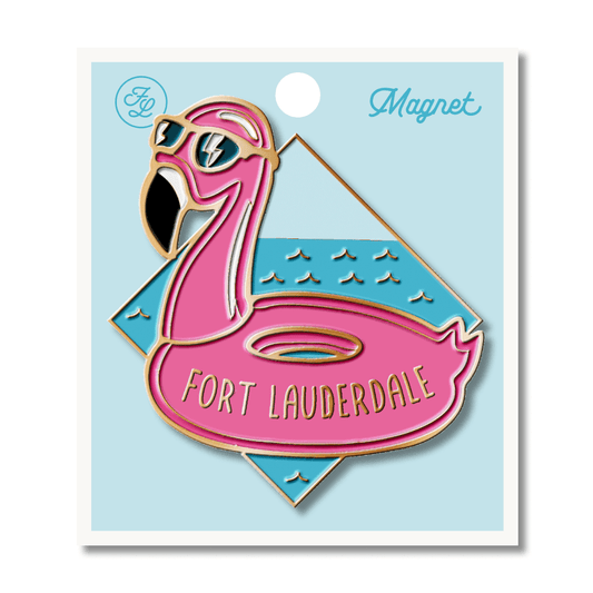 Fort Lauderdale Flamingo Floaty Enamel Magnet