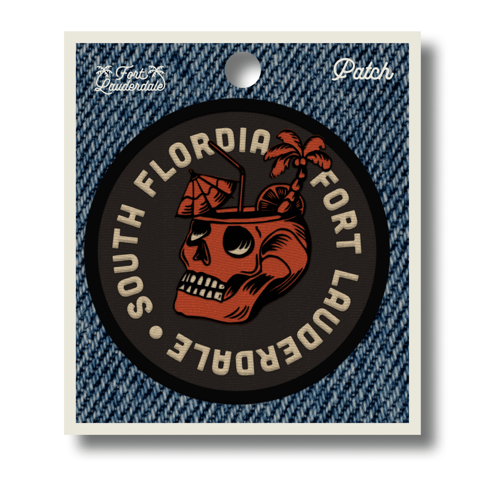 Fort Lauderdale Skull Black Embroidery Patch