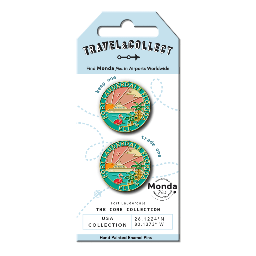 Monda Pins Fort Lauderdale Sunset Collage Enamel Pin 2pk