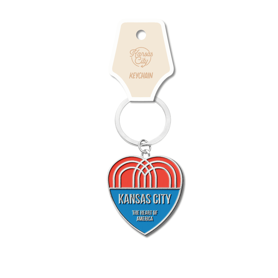 Keychains Kansas Kansas City Heart of America Silver Enamel Keychain – The Monda Company