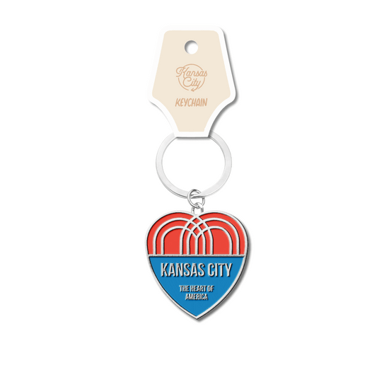 Kansas City Heart of America Silver Enamel Keychain