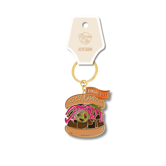 Kansas Burger Gold Enamel Keychain