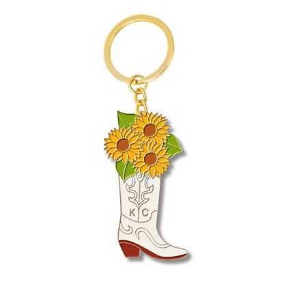 Kansas Boot Gold Enamel Keychain