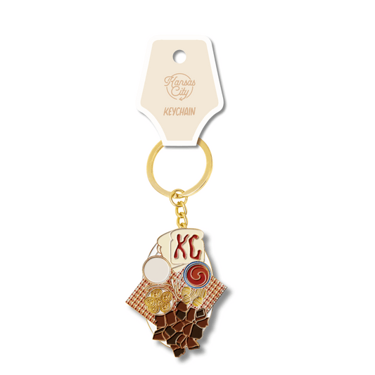 Kansas Burnt Ends Gold Enamel Keychain