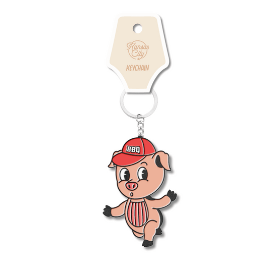 Piggy Black Enamel Keychain