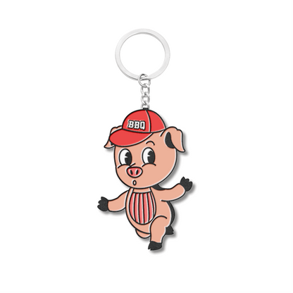 Piggy Black Enamel Keychain