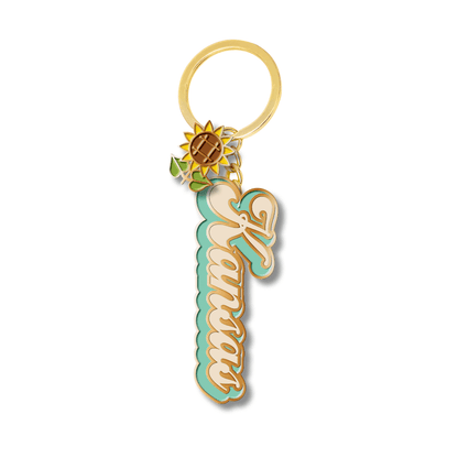 Kansas Text Sunflower Gold Keychain